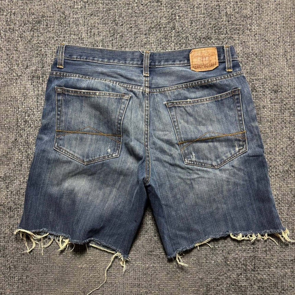 Aeropostale Denim Shorts Womens 32 Blue Distressed Y2K Cut Off Raw Hem